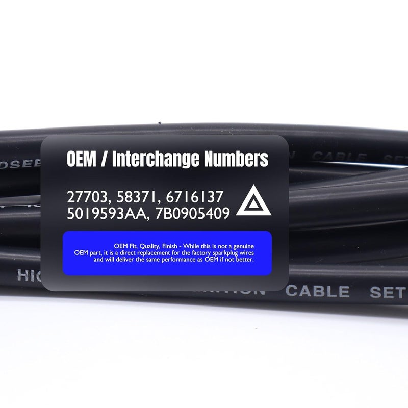 OXCANO 27703 Ignition Spark Plug Wires Set Compatible with Chrysler Grand Voyager, Pacifica, Town & Country, Dodge Caravan, Grand Caravan, Volkswagen 2009-2010 Routan V6 3.8L Replace 26054118 26054173 - Image 5